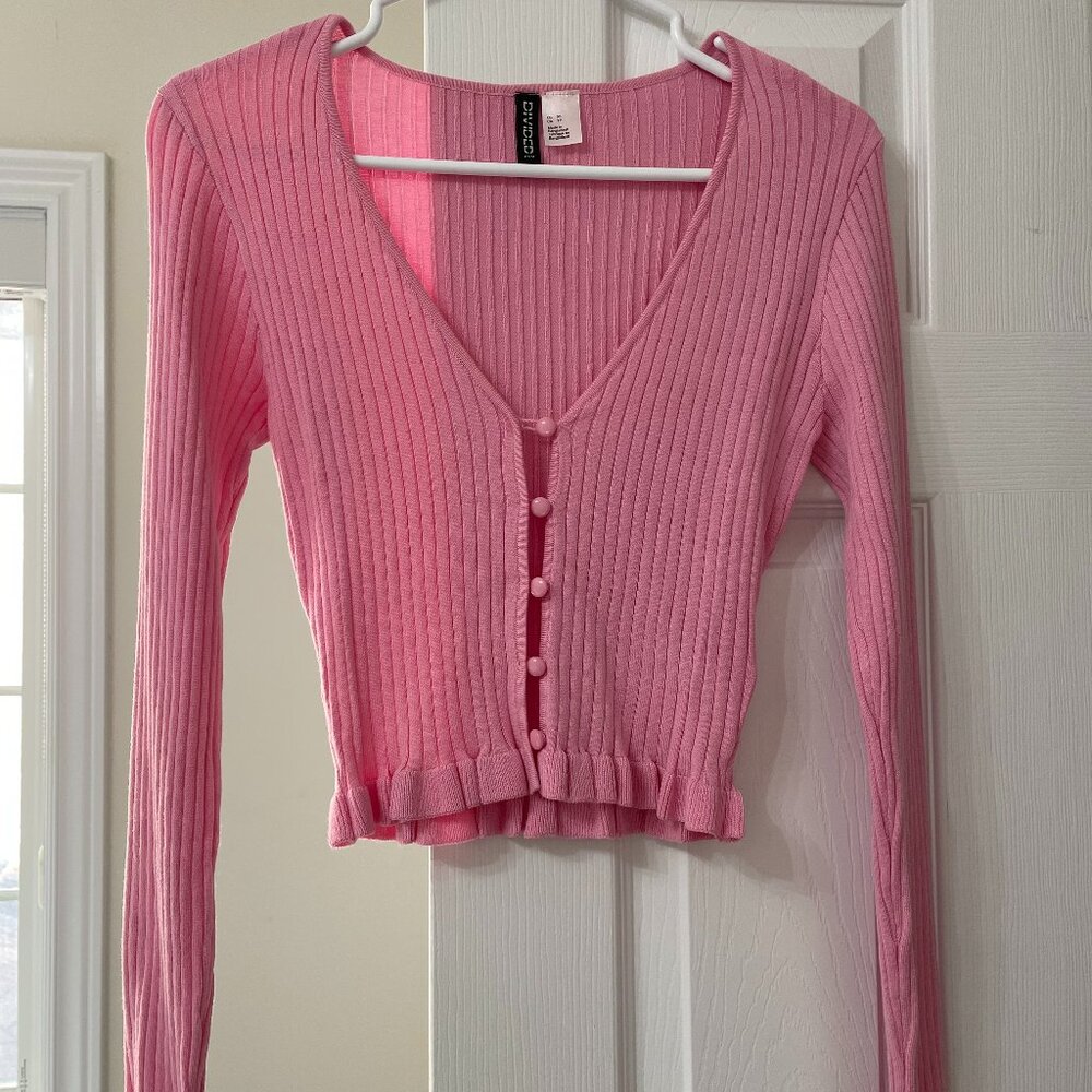 H&M Pink Button Up Ribbed Cardigan - Size XS